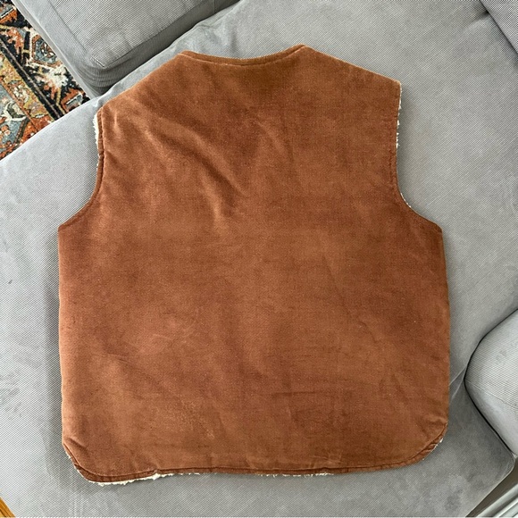VTG 70s Westwind Sportswear Sherpa Lined Brown Corduroy Velour Vest Mens Medium - Picture 7 of 9
